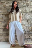 Lindin Linen Blend Dart Barrel Pant White
